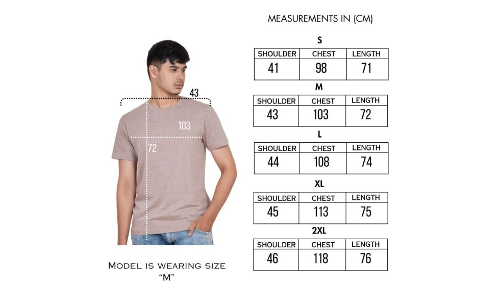 EcoReclaim Crew Neck Tee’s Size Chart