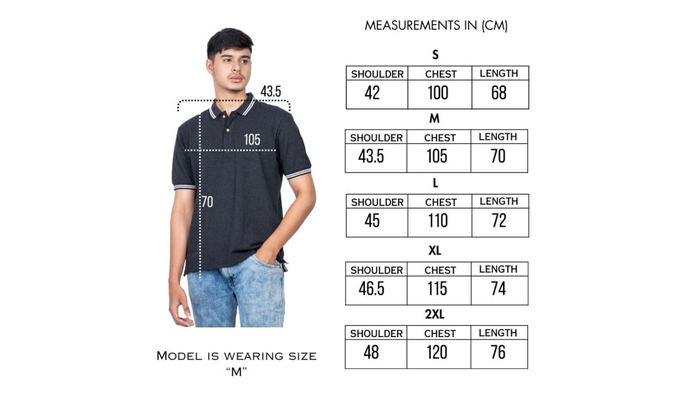 EcoReclaim Polo Tee’s Size Chart